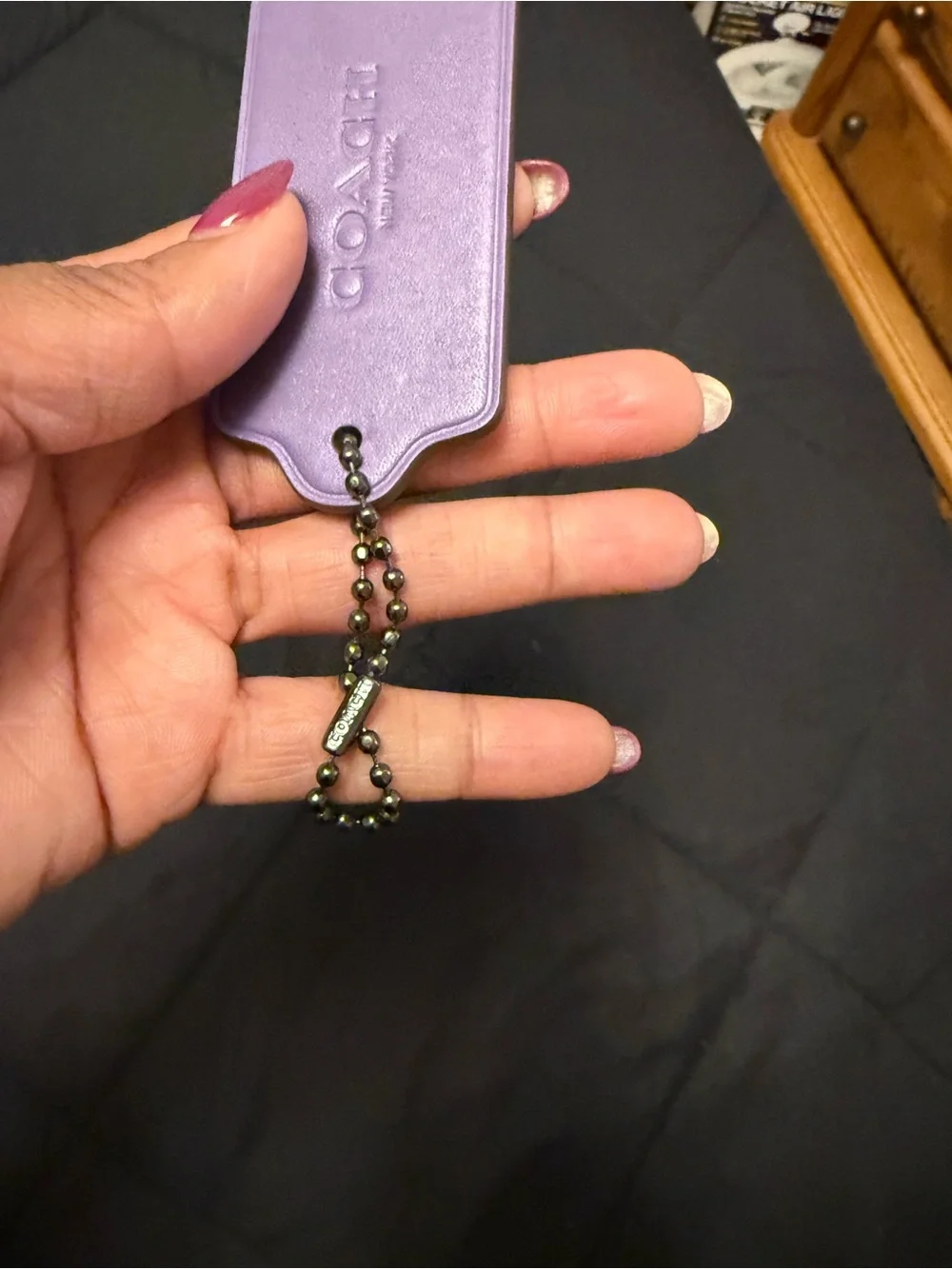 Coach  Authentic Purple Leather Hangtag – Customized/Embellished